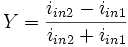  Y = \frac {i_{in2} - i_{in1}}{i_{in2} + i_{in1}} 