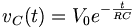v_C(t)=V_0e^{-\frac{t}{RC}}